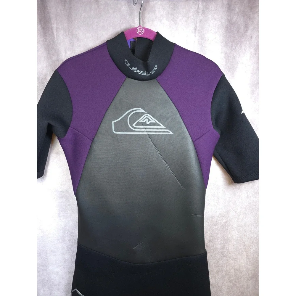 Quiksilver Shorty Wetsuit Purple Black‎ Short Sleeve Size L
